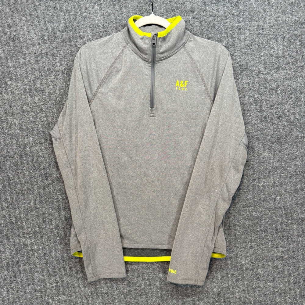 Abercrombie & Fitch Shirt Mens Small Gray 1/4 Zip Pullover Performance Active‎